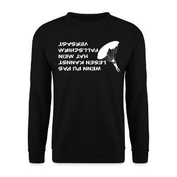 Fallschirm Skydiving Fallschirmspringer - Unisex Pullover - Schwarz - Vorne - Alina (178cm) & Michal (187cm)