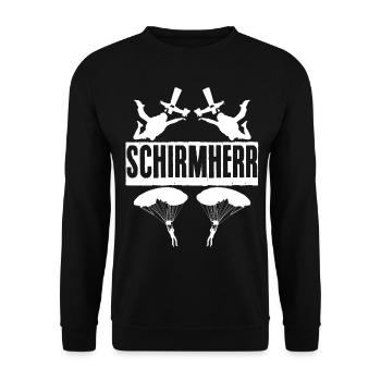 Fallschirm Skydiving Fallschirmspringen - Unisex Pullover - Schwarz - Vorne - Alina (178cm) & Michal (187cm)