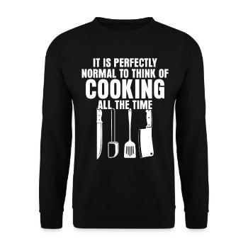 Cuisine Chapeau de chef Couteau de chef Chef de cuisine - Sweat-shirt Unisexe - noir - Devant - Alina (178cm) & Michal (187cm)