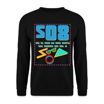 1980 Disco Witz 80s Party 80er - Unisex Pullover - Schwarz - Vorne - Alina (178cm) & Michal (187cm)