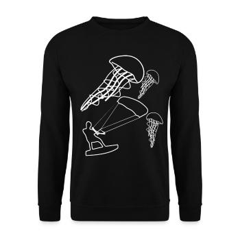 Kitesurfer Qualle Kitesurfen Kiteboarder - Unisex Pullover - Schwarz - Vorne - Alina (178cm) & Michal (187cm)