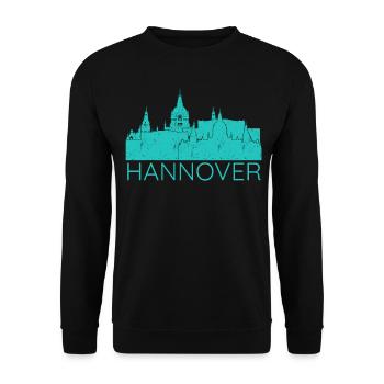 Souvenir de la ville de Hanovre avec des bâtiments - Sweat-shirt Unisexe - noir - Devant - Alina (178cm) & Michal (187cm)