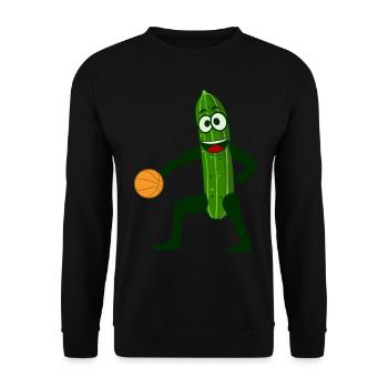 Gurke spielt Basketball Gurken - Unisex Pullover - Schwarz - Vorne - Alina (178cm) & Michal (187cm)