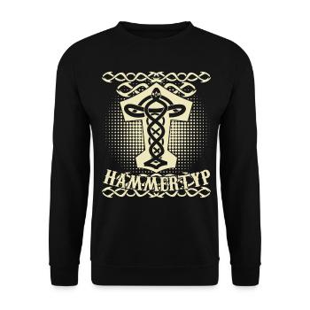 Steinmetz Wikinger Hammer Zimmermann - Unisex Pullover - Schwarz - Vorne - Alina (178cm) & Michal (187cm)