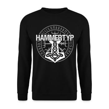 Wikinger Hammer Zimmermann Steinmetz - Unisex Pullover - Schwarz - Vorne - Alina (178cm) & Michal (187cm)
