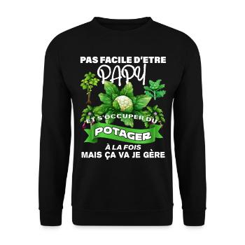 Papy Jardinier C'est Difficile Humour Jardin - Sweat-shirt Unisexe - noir - Devant - Alina (178cm) & Michal (187cm)