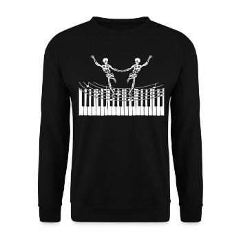 Skelett Skelette Klavier Tanzen - Unisex Pullover - Schwarz - Vorne - Alina (178cm) & Michal (187cm)
