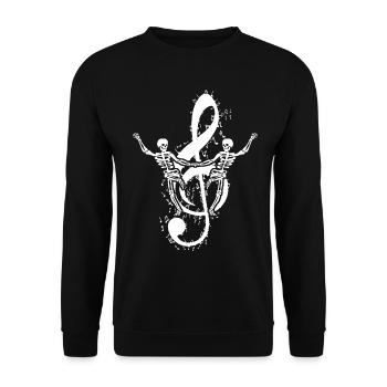 Skelett Halloween Tanzen Skelette - Unisex Pullover - Schwarz - Vorne - Alina (178cm) & Michal (187cm)