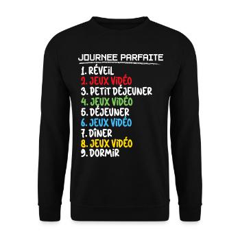 Journée parfaite Pour Un Gamer Jeux Vidéo - Sweat-shirt Unisexe - noir - Devant - Alina (178cm) & Michal (187cm)