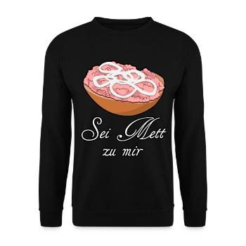 Mettbrötchen Hackfleisch Mett Hack - Unisex Pullover - Schwarz - Vorne - Alina (178cm) & Michal (187cm)