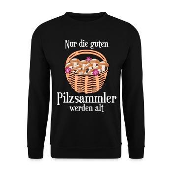 Pilzsammler Pilze im Korb Pilz - Unisex Pullover - Schwarz - Vorne - Alina (178cm) & Michal (187cm)
