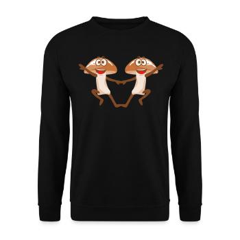 Pilze tanzen Boogie Woogie Pilzsammler - Unisex Pullover - Schwarz - Vorne - Alina (178cm) & Michal (187cm)
