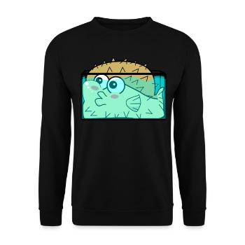 Poisson-globe dans l’aquarium Poisson-globe - Sweat-shirt Unisexe - noir - Devant - Alina (178cm) & Michal (187cm)