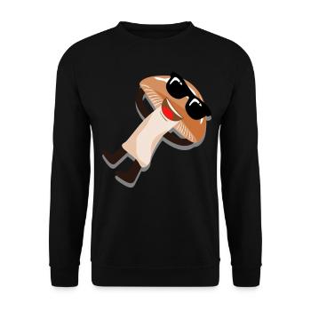 Pilz mit Sonnenbrille Pilzsammler Pilze - Unisex Pullover - Schwarz - Vorne - Alina (178cm) & Michal (187cm)