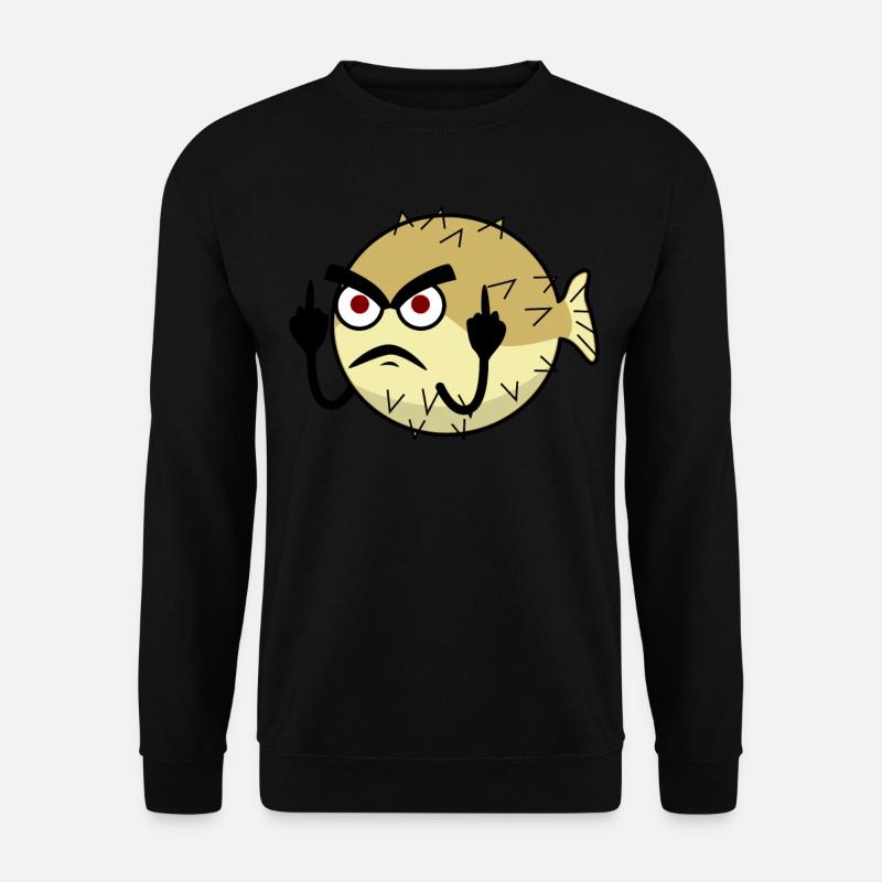 Puffer fish shows middle finger - Unisex Sweatshirt - black