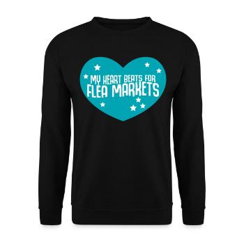 Trödelmarkt Spruch Flohmarkt Händler - Unisex Pullover - Schwarz - Vorne - Alina (178cm) & Michal (187cm)