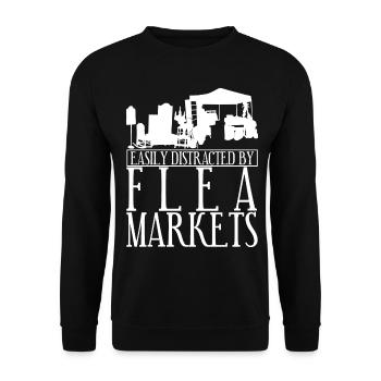 Flohmarkt Spruch Händler Trödelmarkt - Unisex Pullover - Schwarz - Vorne - Alina (178cm) & Michal (187cm)