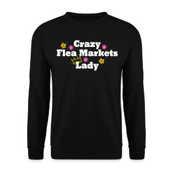 Flohmarkt Trödelmarkt Spruch Händler - Unisex Pullover - Schwarz - Vorne - Alina (178cm) & Michal (187cm)