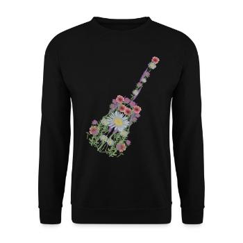 Guitare Fleurs Guitariste Musique - Sweat-shirt Unisexe - noir - Devant - Alina (178cm) & Michal (187cm)