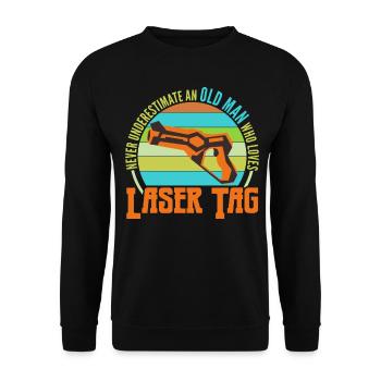 Lasertag Joke Lasergame Laser Tag - Unisex Sweatshirt - black - Front - Alina (178cm) & Michal (187cm)