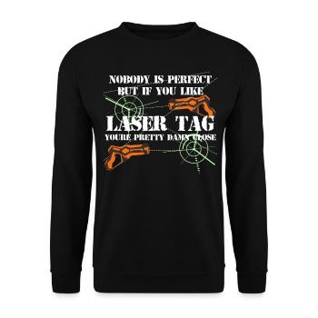 laser tag funny laser game laser tag - Unisex Sweatshirt - black - Front - Alina (178cm) & Michal (187cm)