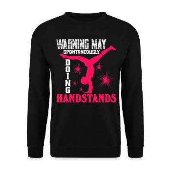 Handstand Mädchen Spruch Turnen - Unisex Pullover - Schwarz - Vorne - Alina (178cm) & Michal (187cm)
