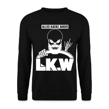 Trucker LKW-Fahrer Lastwagen LKW - Unisex Pullover - Schwarz - Vorne - Alina (178cm) & Michal (187cm)