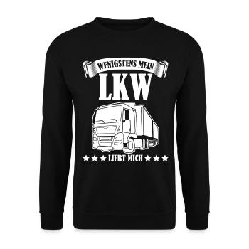 LKW-Fahrer Lastwagen LKW Trucker - Unisex Pullover - Schwarz - Vorne - Alina (178cm) & Michal (187cm)