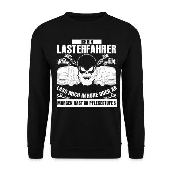 Lastwagen Witz LKW Trucker LKW-Fahrer - Unisex Pullover - Schwarz - Vorne - Alina (178cm) & Michal (187cm)