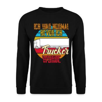 Lastwagen LKW Trucker LKW-Fahrer - Unisex Pullover - Schwarz - Vorne - Alina (178cm) & Michal (187cm)
