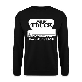 Lastwagen LKW - Unisex Pullover - Schwarz - Vorne - Alina (178cm) & Michal (187cm)