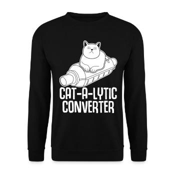 Cat Car Tuning Tuner Cats - Unisex Pullover - Schwarz - Vorne - Alina (178cm) & Michal (187cm)