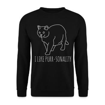 Cat with Personality Cats - Unisex Pullover - Schwarz - Vorne - Alina (178cm) & Michal (187cm)