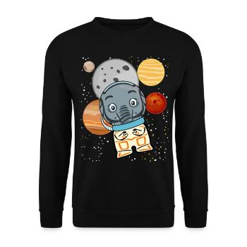 Elephant in Space Astronomy Elephants - Unisex Pullover - Schwarz - Vorne - Alina (178cm) & Michal (187cm)