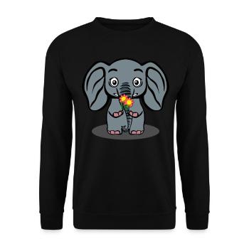 Elephant with Flowers Elephants - Unisex Pullover - Schwarz - Vorne - Alina (178cm) & Michal (187cm)