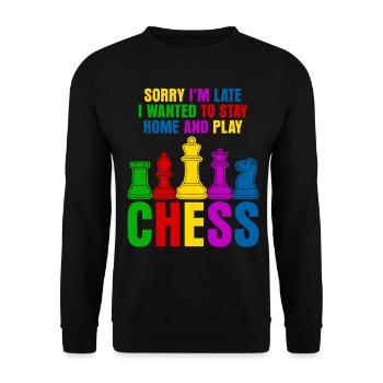 Funny Chess Pieces - Unisex Pullover - Schwarz - Vorne - Alina (178cm) & Michal (187cm)