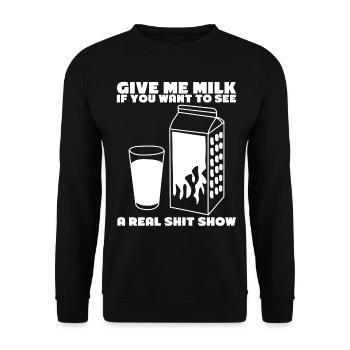 Lactose intolerant Milk - Unisex Pullover - Schwarz - Vorne - Alina (178cm) & Michal (187cm)