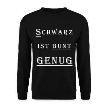 SCHWARZ IST BUNT GENUG - Unisex Pullover - Schwarz - Vorne - Alina (178cm) & Michal (187cm)