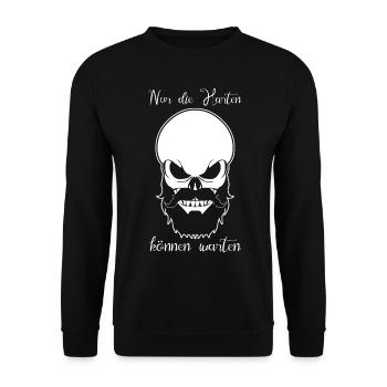 Vordrängeln Vorlassen - Unisex Pullover - Schwarz - Vorne - Alina (178cm) & Michal (187cm)