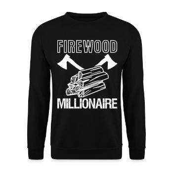 Firewood Fireplace Joke Fire Wood Oven - Unisex Sweatshirt - black - Front - Alina (178cm) & Michal (187cm)
