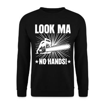 Chain Saw Joke Cutting Wood Chainsaw - Unisex Sweatshirt - black - Front - Alina (178cm) & Michal (187cm)