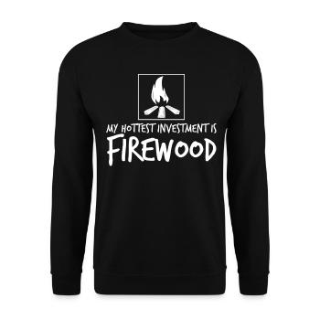 Buy Firewood Fireplace Fire Wood Oven - Unisex Sweatshirt - black - Front - Alina (178cm) & Michal (187cm)