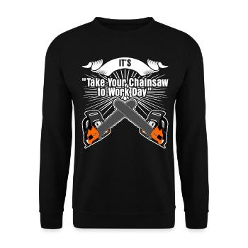Chain Saw Day Chainsaw - Unisex Sweatshirt - black - Front - Alina (178cm) & Michal (187cm)