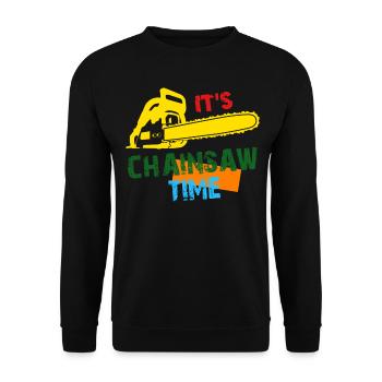 Chainsaw Retro Chain Saw - Unisex Sweatshirt - black - Front - Alina (178cm) & Michal (187cm)