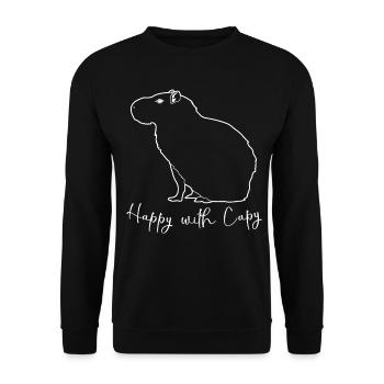 Capybara Happy Capybaras - Unisex Pullover - Schwarz - Vorne - Alina (178cm) & Michal (187cm)
