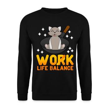 Wok Cat Cooking - Unisex Sweatshirt - black - Front - Alina (178cm) & Michal (187cm)