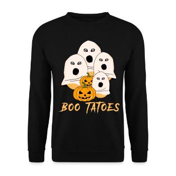 Potato Halloween Ghosts Ghost Potatoes - Unisex Pullover - Schwarz - Vorne - Alina (178cm) & Michal (187cm)