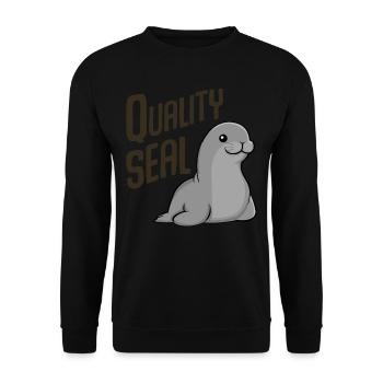 Pinneped Quality Seal - Unisex Pullover - Schwarz - Vorne - Alina (178cm) & Michal (187cm)