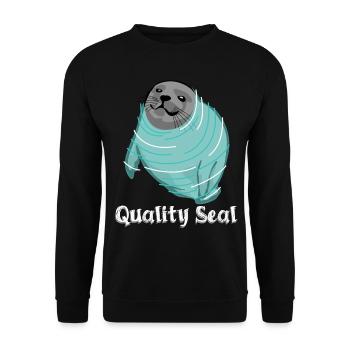 Quality Seal Pinneped - Unisex Pullover - Schwarz - Vorne - Alina (178cm) & Michal (187cm)