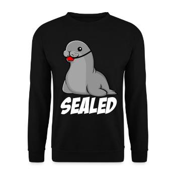 Seal Joke with Pinneped - Unisex Pullover - Schwarz - Vorne - Alina (178cm) & Michal (187cm)